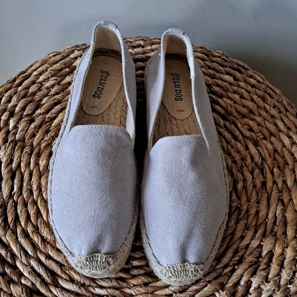 NWOT SOLUDOS Womens Summer/Preppy Grey Canvas Smoking‎ Espadrille Loafers 7.5